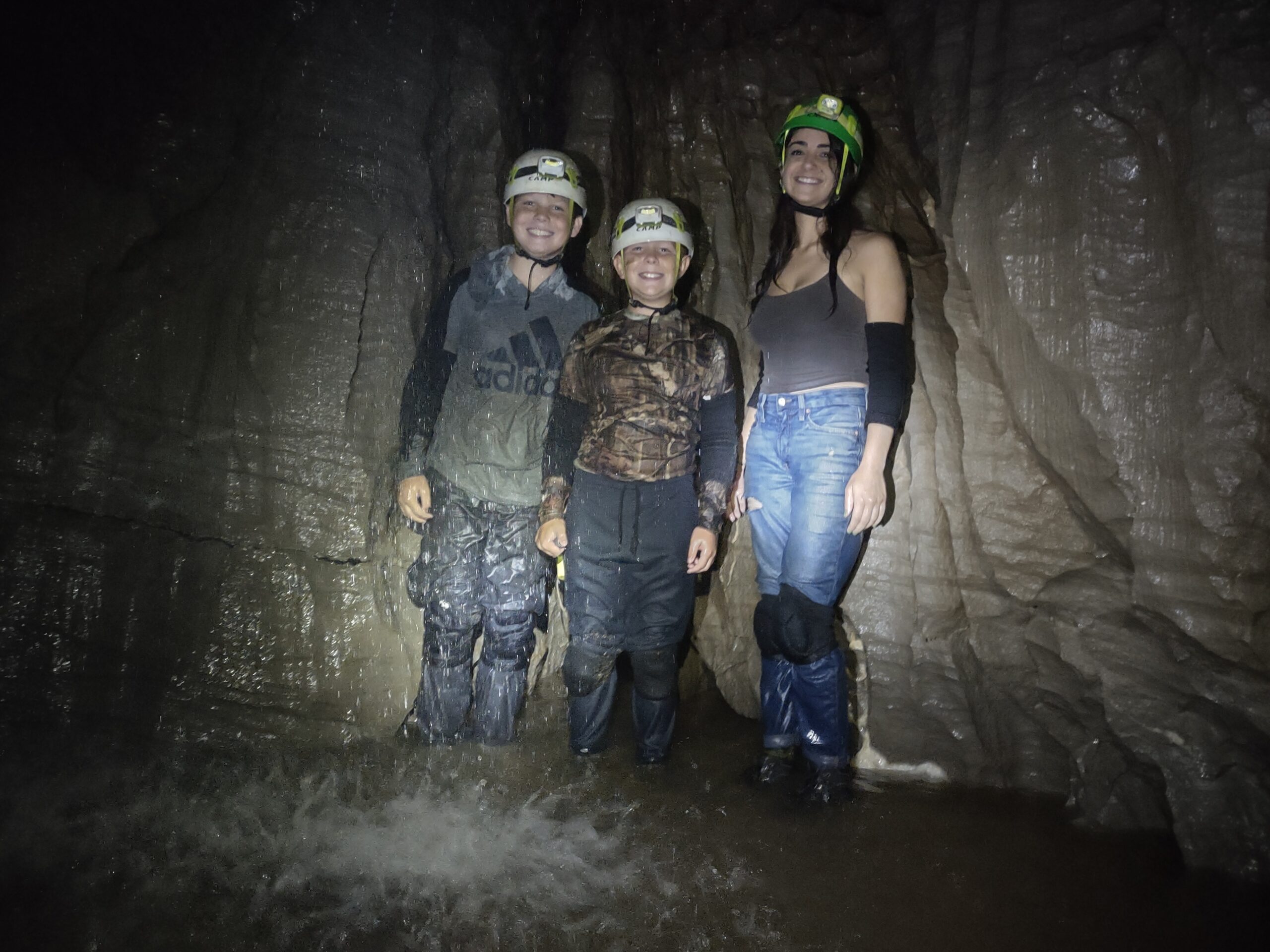 underground waterfall at sims cave park birmingham Alabama Wild Cave Adventure Tour